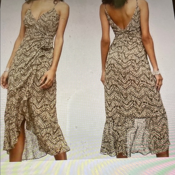 Bardot Tan and Black Patterned Midi Dress 8 us - Picture 9 of 10